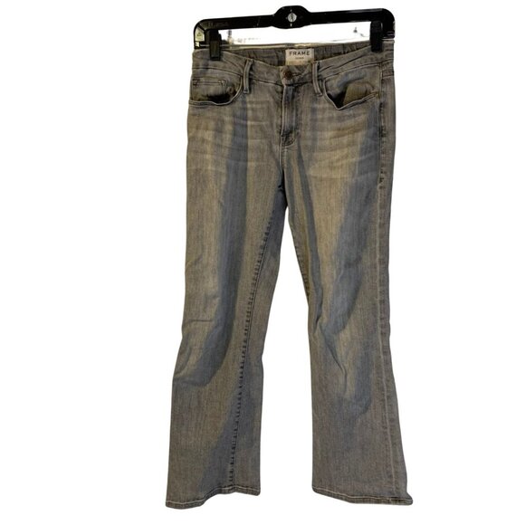 Frame Women's Le Crop Mini Boot Flared Jeans Size 26 Washed Black Slim Indie - Picture 1 of 9